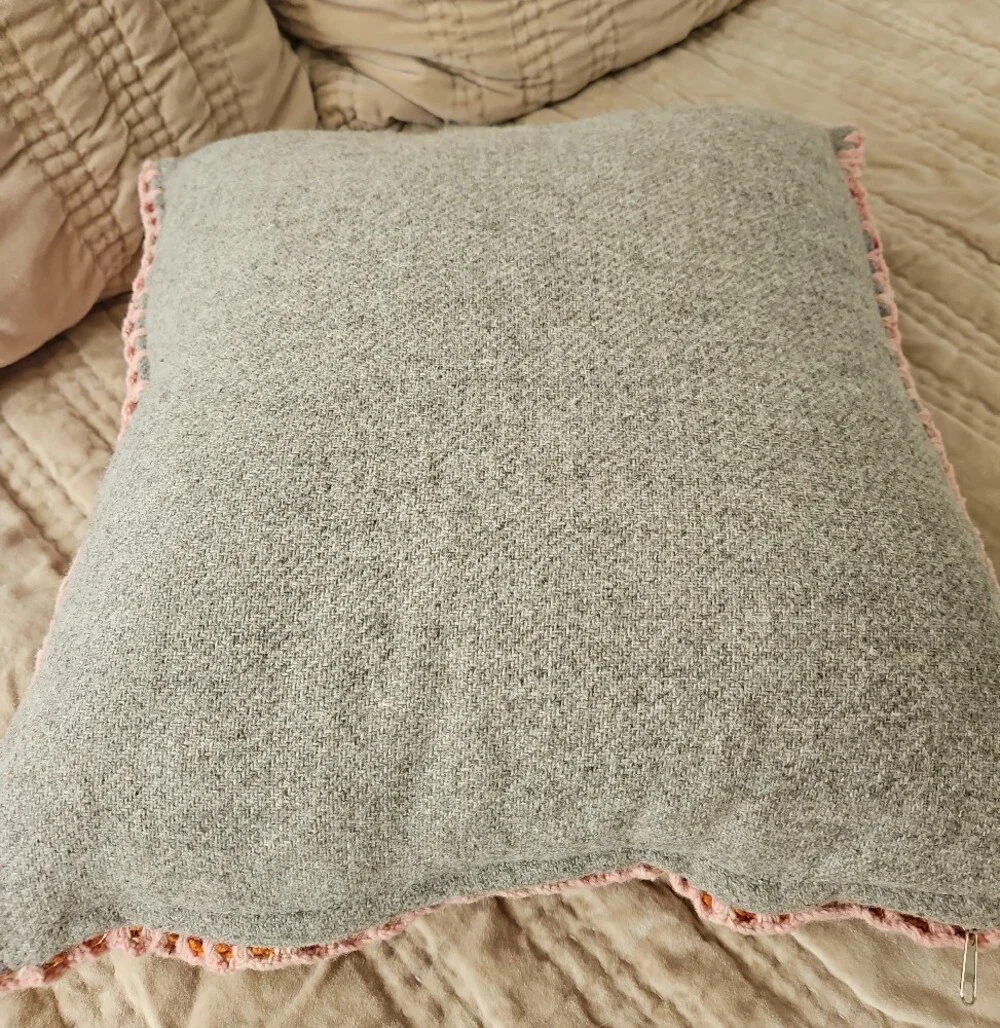 Handwoven Pink & Orange Decorative Throw Pillow